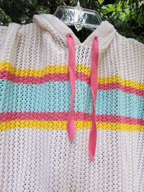 Torrid cotton 3X cover-up open knit sweater White & bright stripes size 3